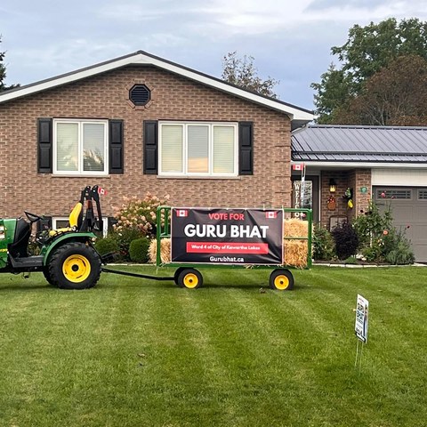 Guru Bhat at community pig roast event