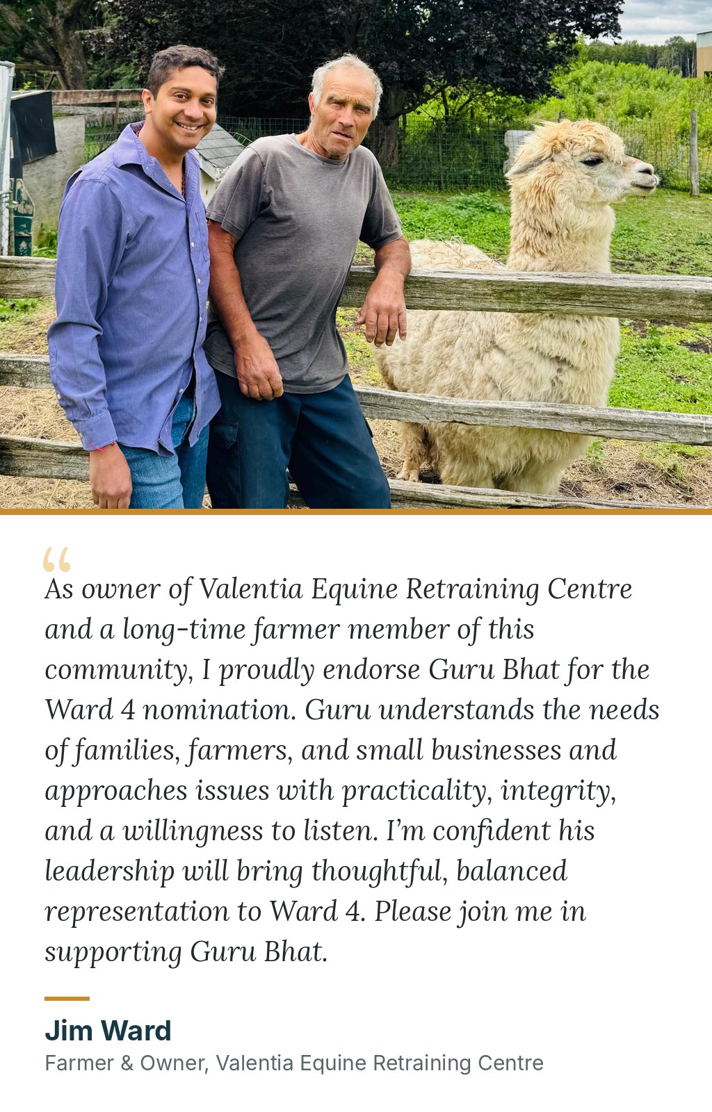 Testimonial from Jim Ward, farmer and owner of Valentia Equine Retraining Centre
